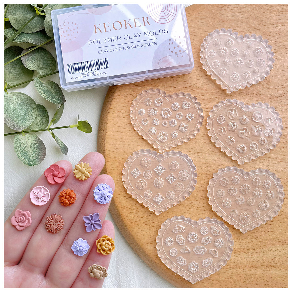 KEOKER Polymer Clay Molds - 12 Pcs Floral Polymer Clay Molds for Jewelry  Making, Mini Clay Molds, Polymer Clay Molds for Polymer Clay Earrings