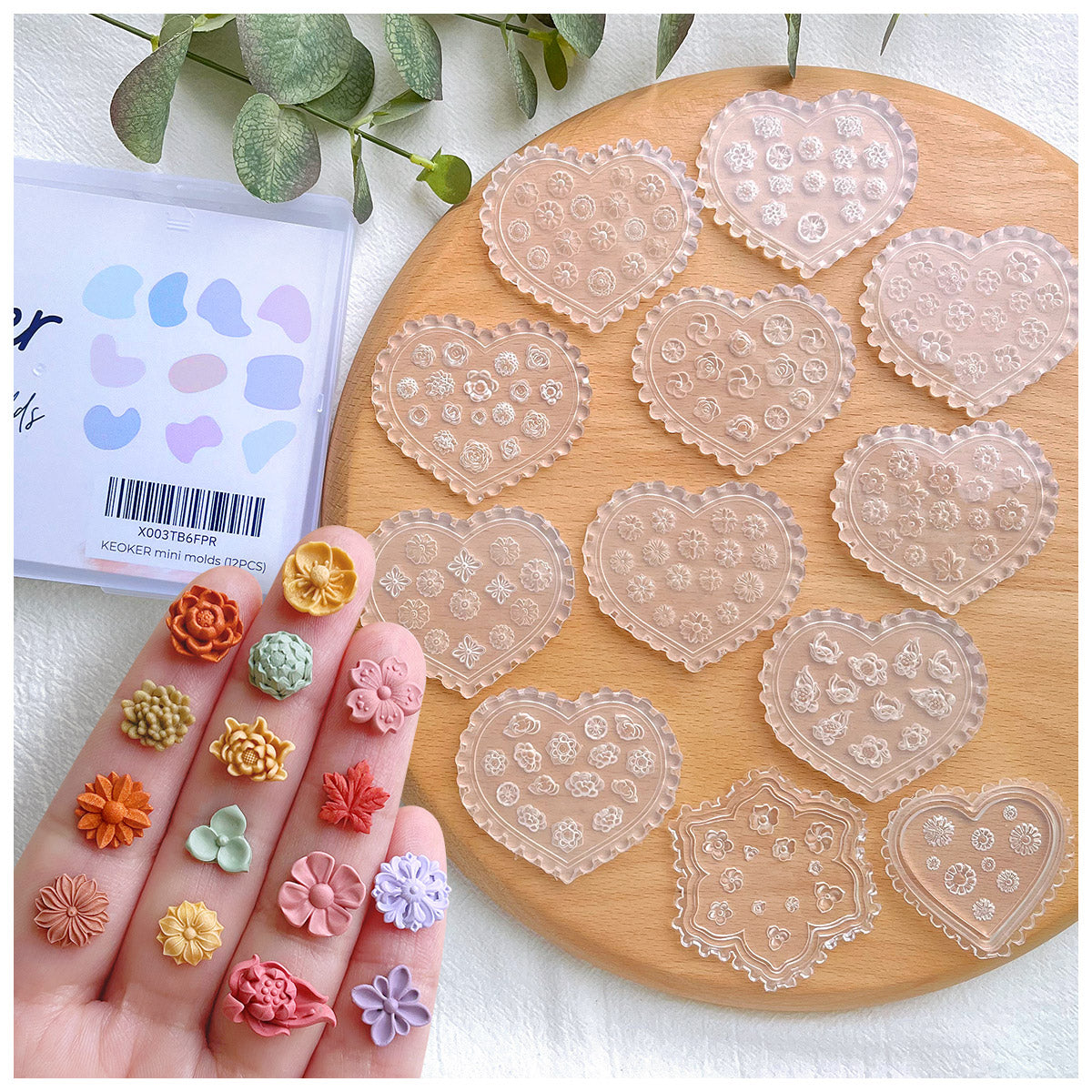 KEOKER Flower Polymer Clay Molds(12 Pcs)