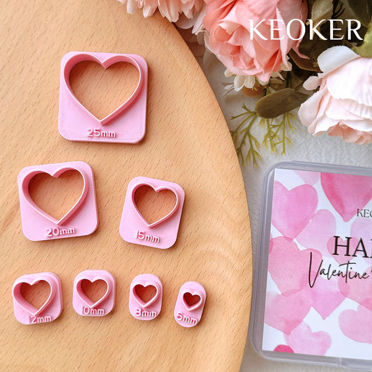 Keoker Polymer Clay Cutters Valentines Day, Valentines Polymer Clay Cutters  for Earrings Making, 14 Shapes Valentines Earring Clay Cutters, Small