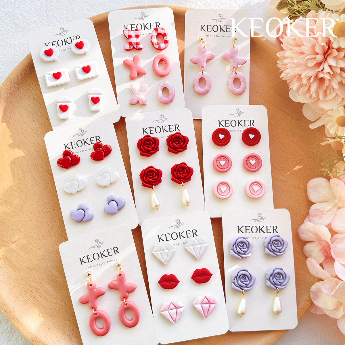 KEOKER Valentines Day Polymer Clay Cutters (10 Shapes Studs)