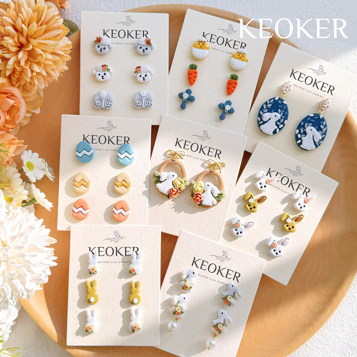 KEOKER Easter Polymer Clay Cutters (10 Shapes Studs)