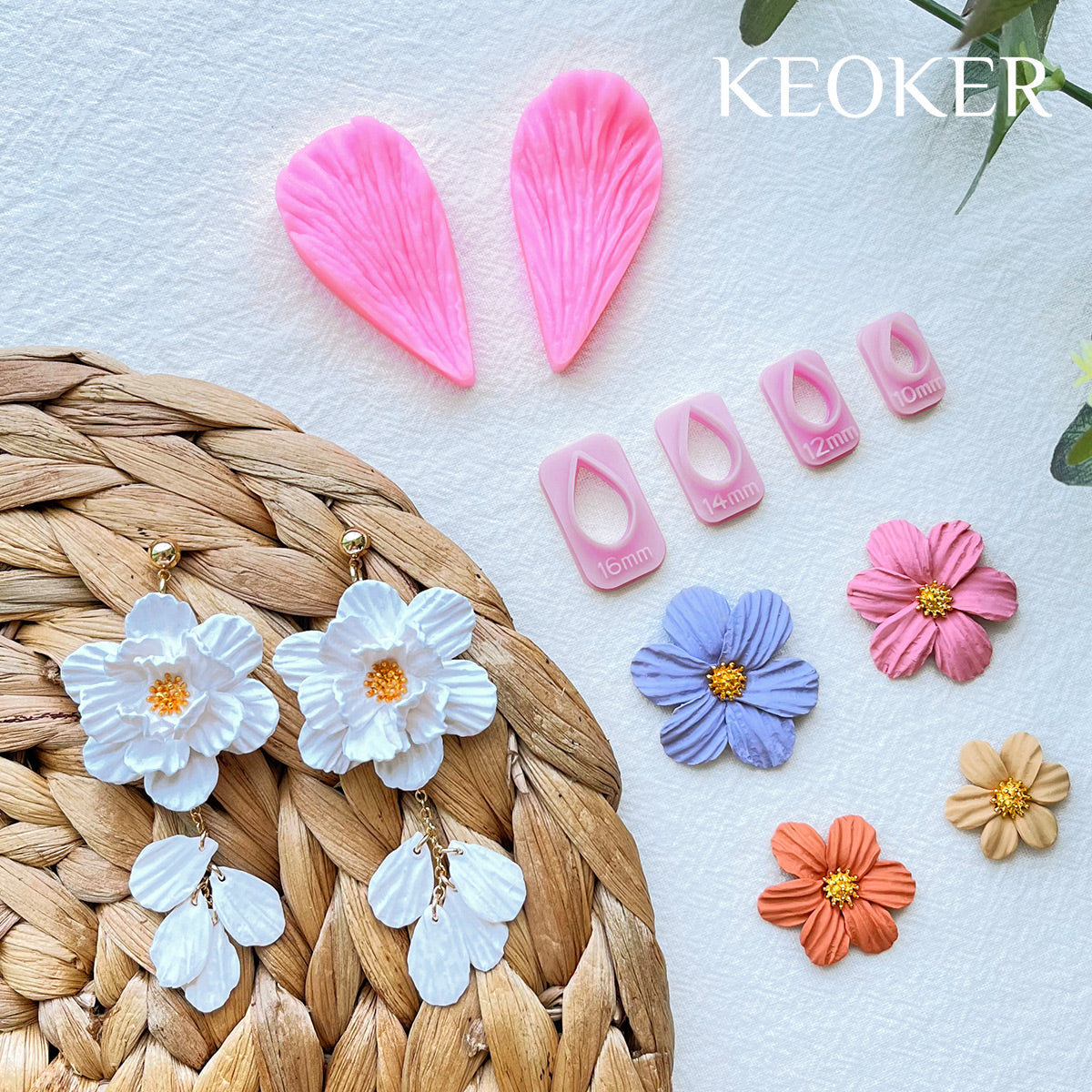 KEOKER Flower Petal Clay Cutters &Molds