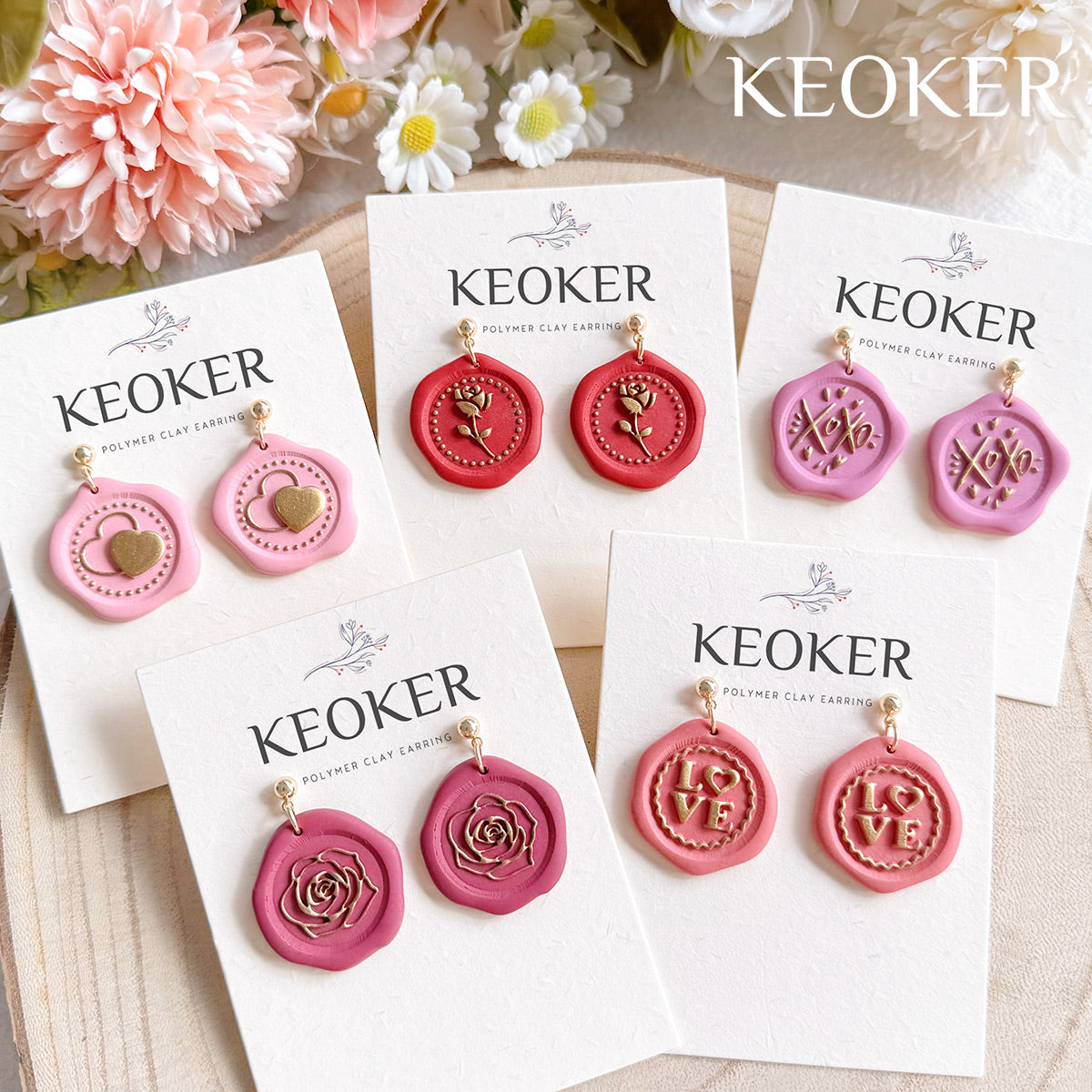 KEOKER Valentines Day Clay Cutters and Stamps(7 shapes)