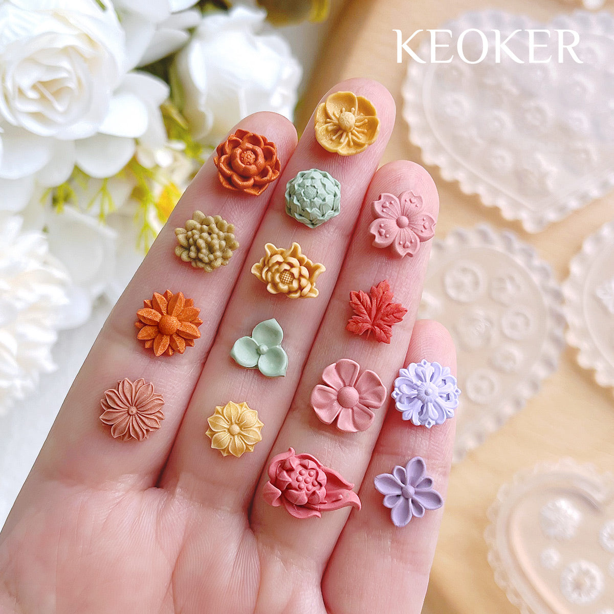 KEOKER Flower Polymer Clay Molds(12 Pcs)