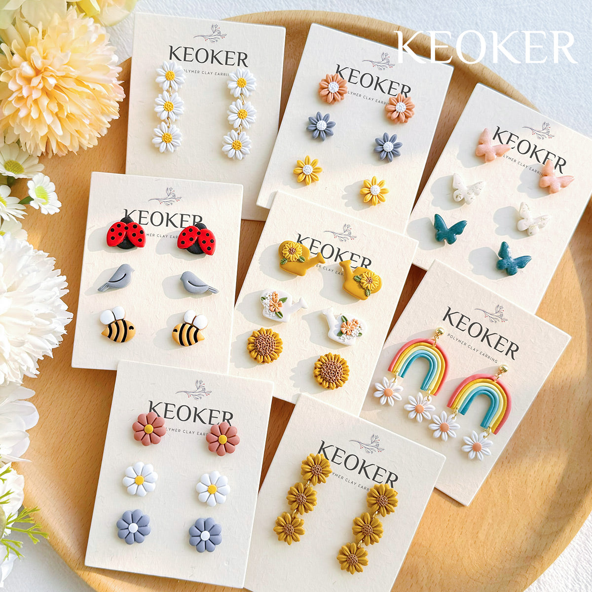 KEOKER Spring Polymer Clay Cutters (12 Shapes Studs)