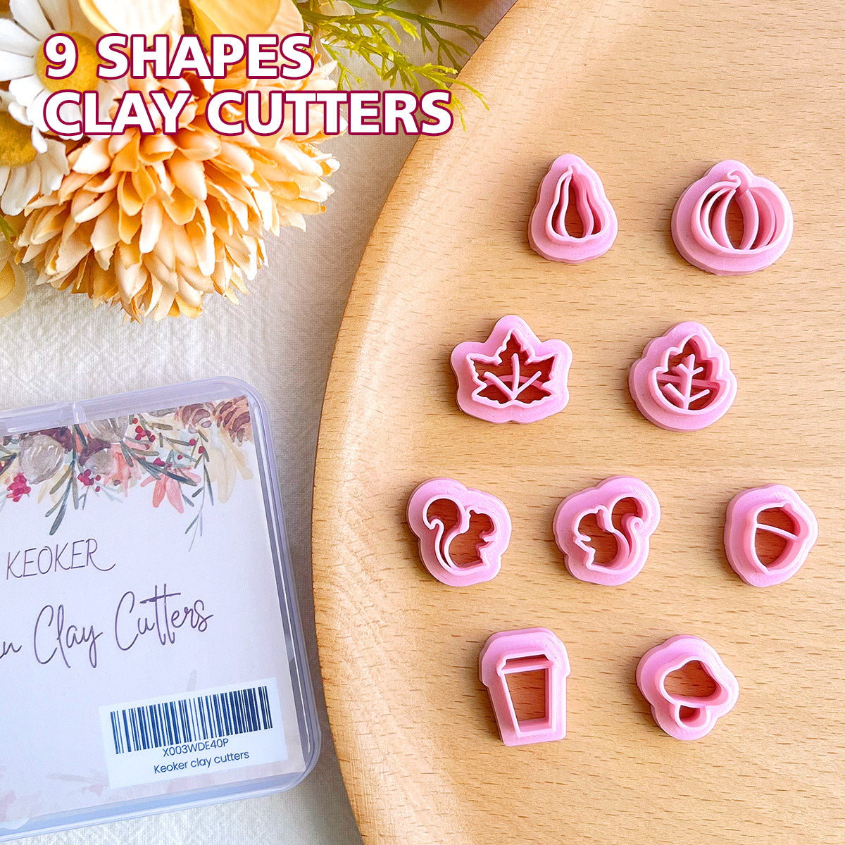 KEOKER Fall Studs Polymer Clay Cutters(9Shapes)