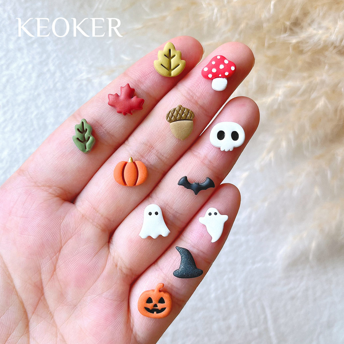 Keoker Polymer Clay Texture Sheets Halloween, Halloween Clay Texture Mat  for Making Earrings Jewerly, Halloween Polymer Clay Earrings Tools (No. 1-3)