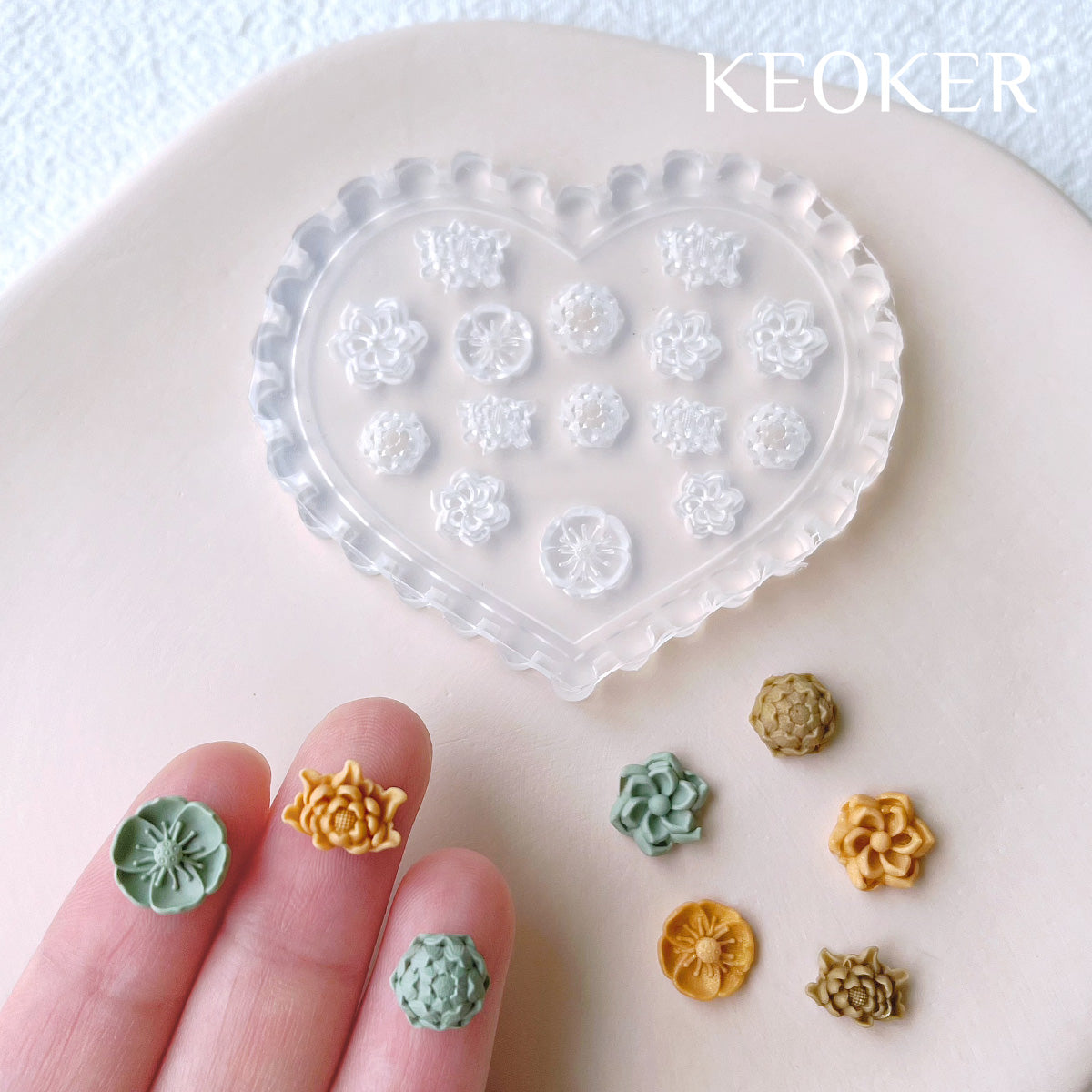 Moldes de arcilla polimérica con forma de flor de KEOKER (4 piezas) 