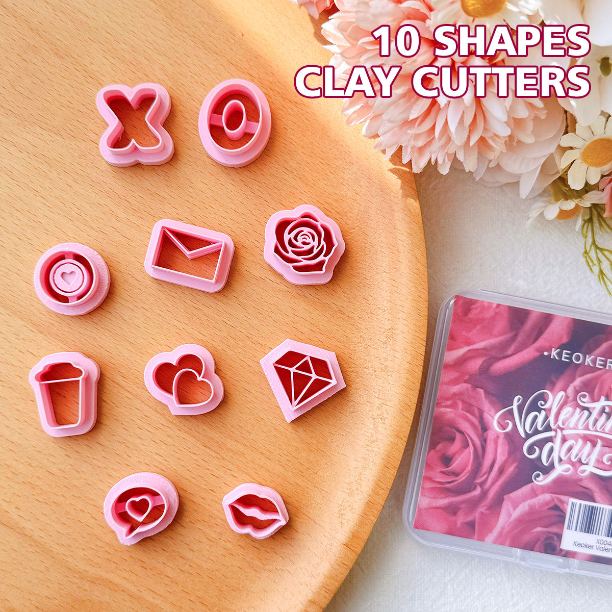 KEOKER Valentines Day Polymer Clay Cutters (10 Shapes Studs)