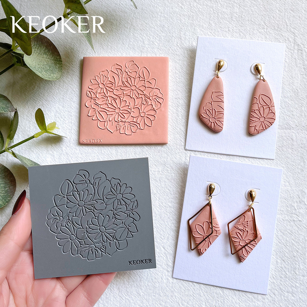  Keoker Polymer Clay Texture Sheets, Clay Texture Mat for Making  Earrings Jewerly, Polymer Clay Earrings Tools (Floral A)