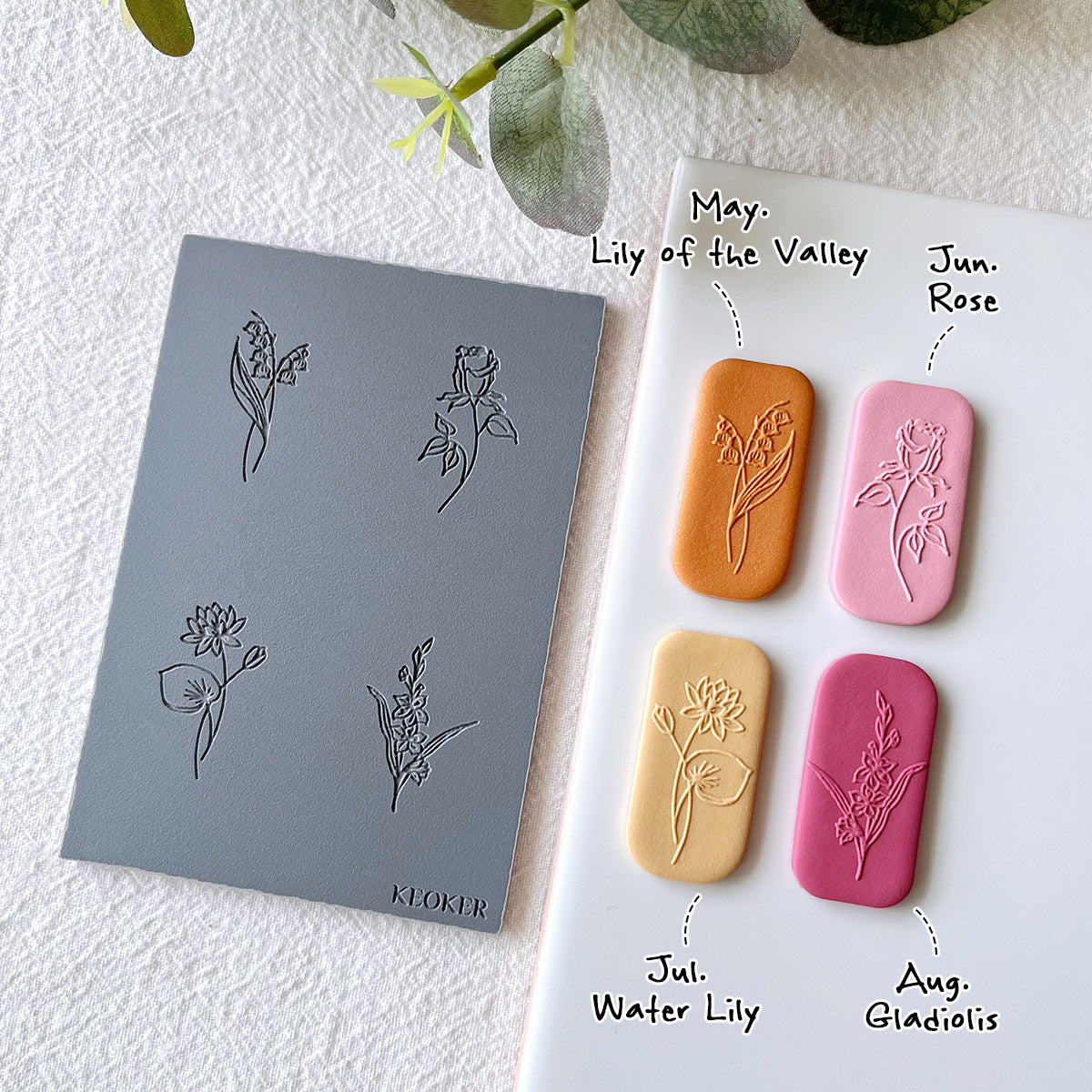 KEOKER Birth Month Flower Polymer Clay Texture Sheets