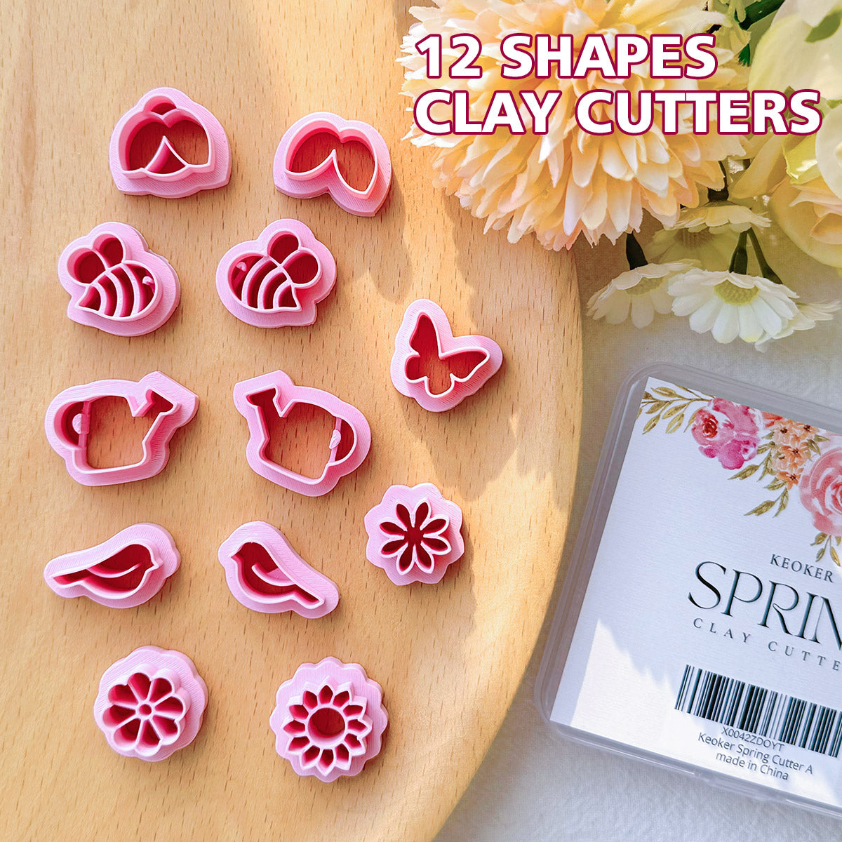 KEOKER Spring Polymer Clay Cutters (12 Shapes Studs)