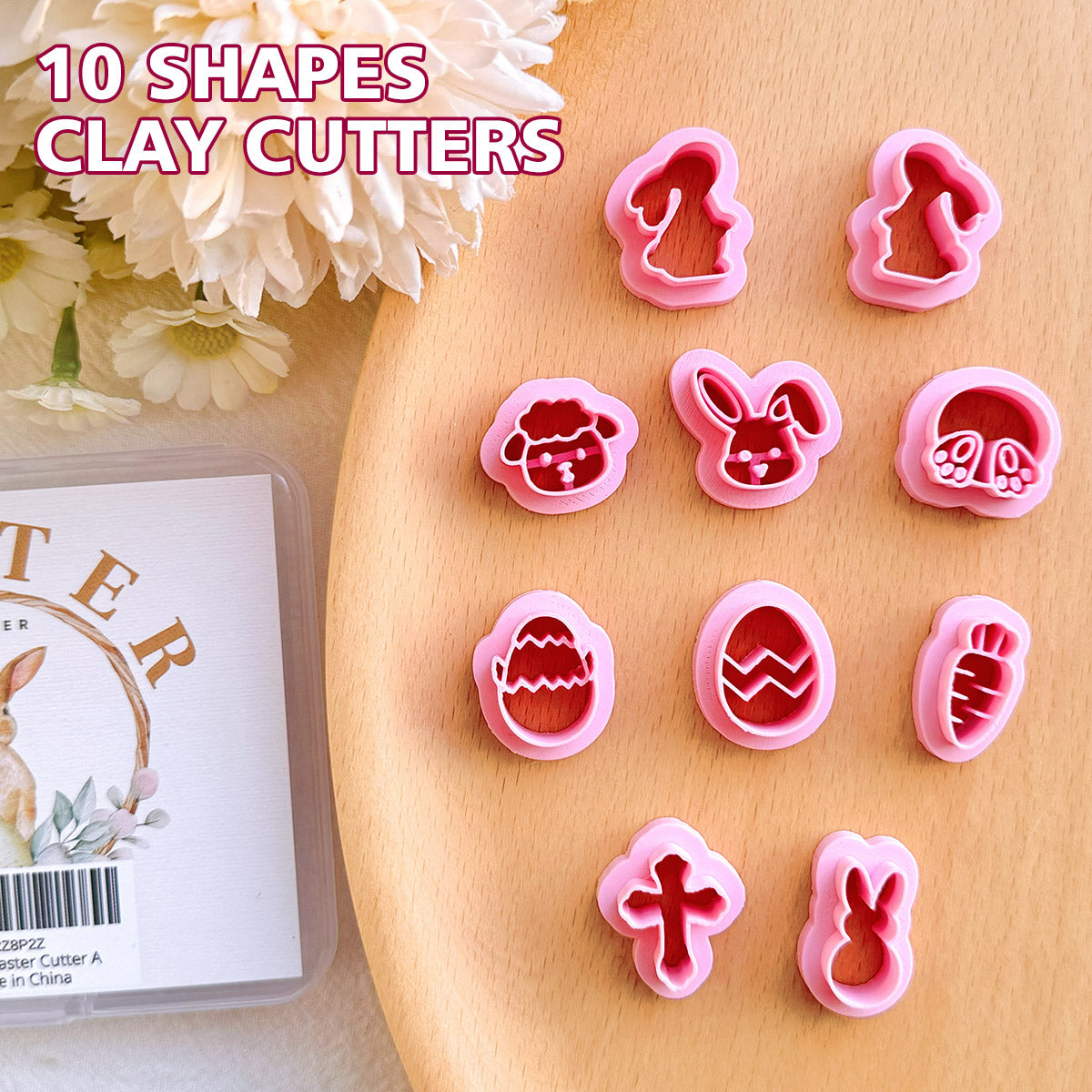 KEOKER Easter Polymer Clay Cutters (10 Shapes Studs)