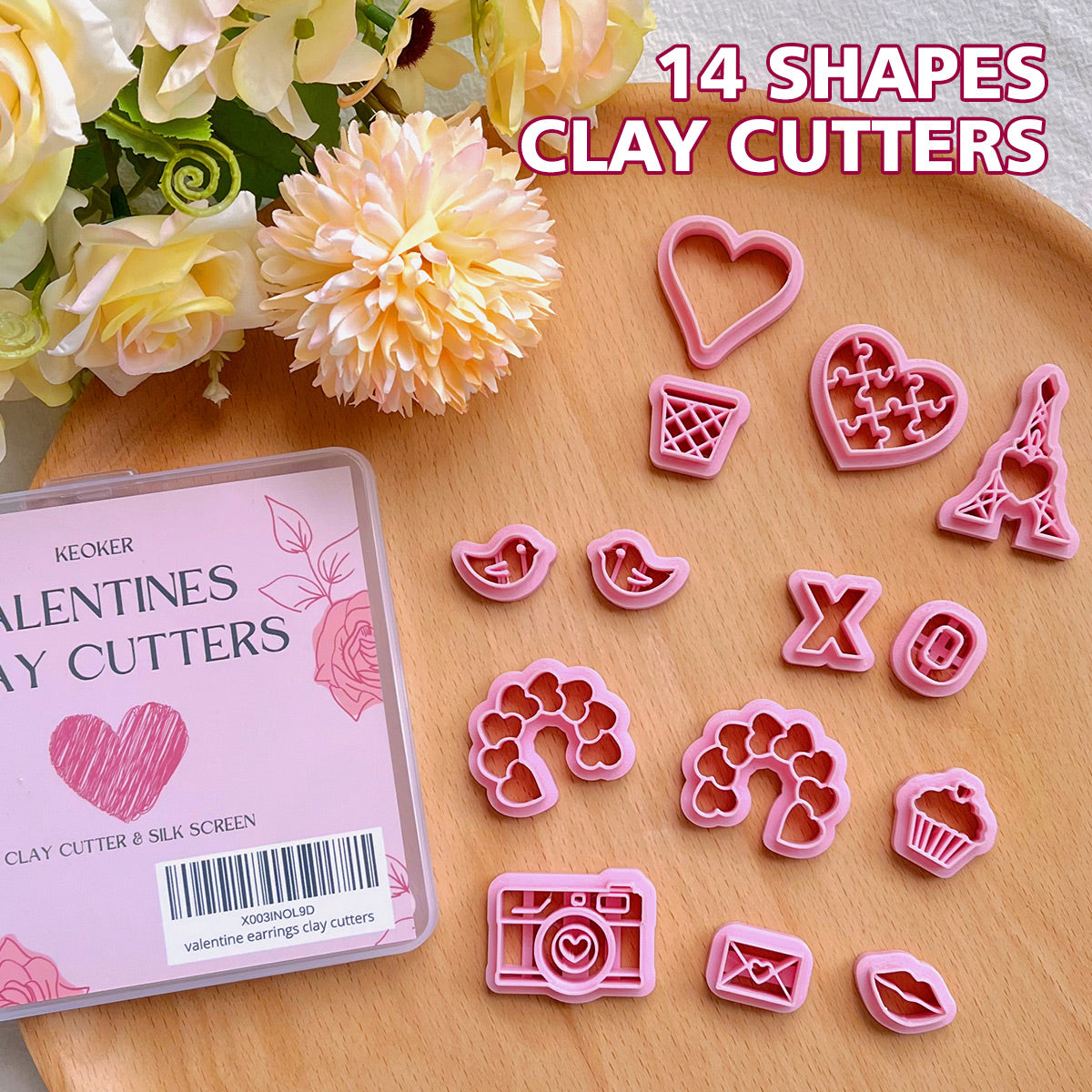 KEOKER Valentines Day Polymer Clay Cutters (14 Shapes)