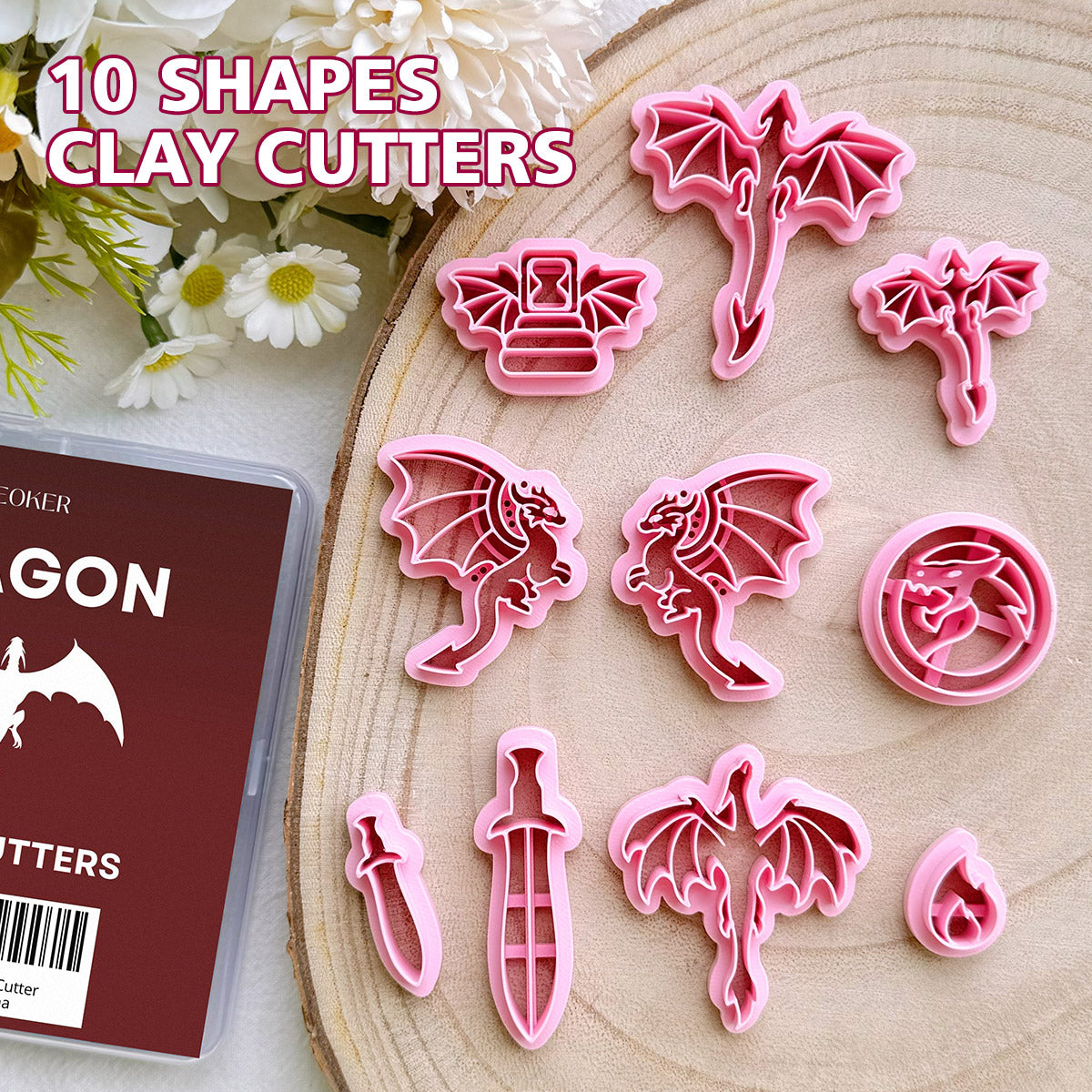 KEOKER Dragon Polymer Clay Cutters (10 shapes)