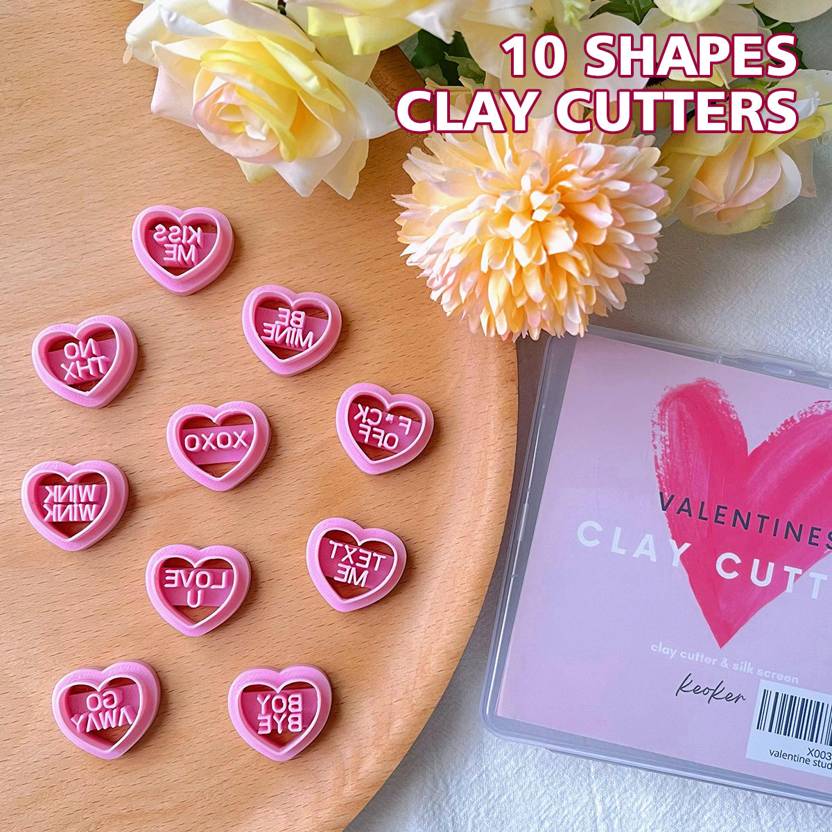 KEOKER Valentines day Heart Polymer Clay Cutters (10 Shapes)