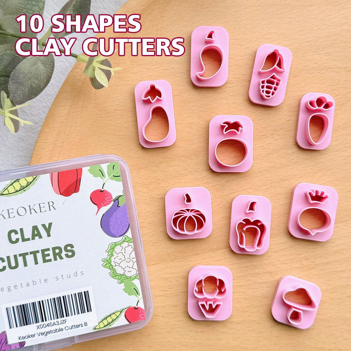 KEOKER Vegetable Polymer Clay Cutters (10 shapes)