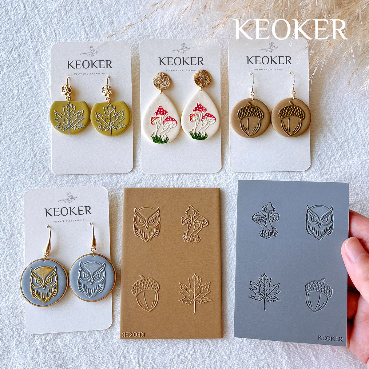  KEOKER Polymer Clay Texture Sheets Set, Clay Earring