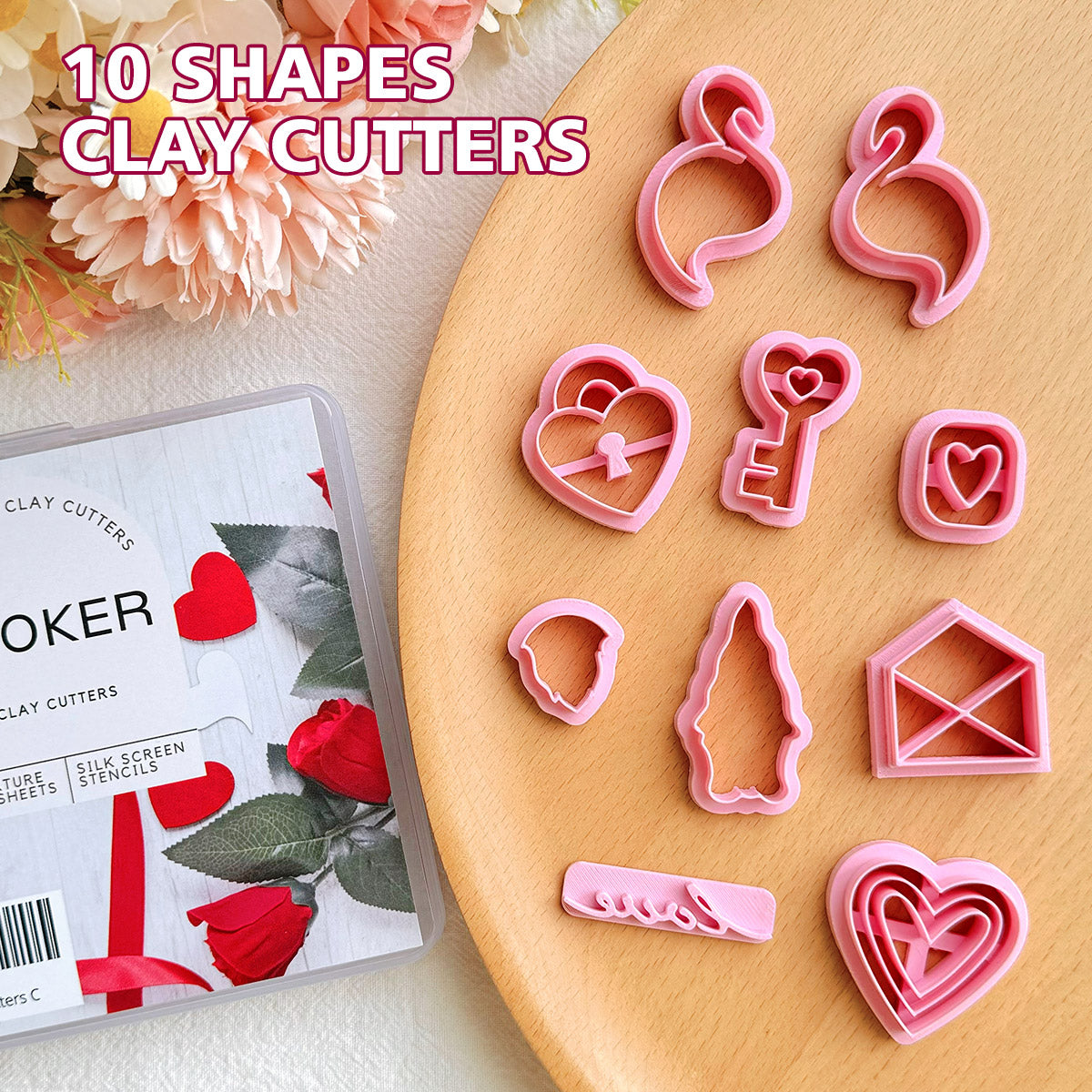 KEOKER Valentines Day Polymer Clay Cutters (10 Shapes)