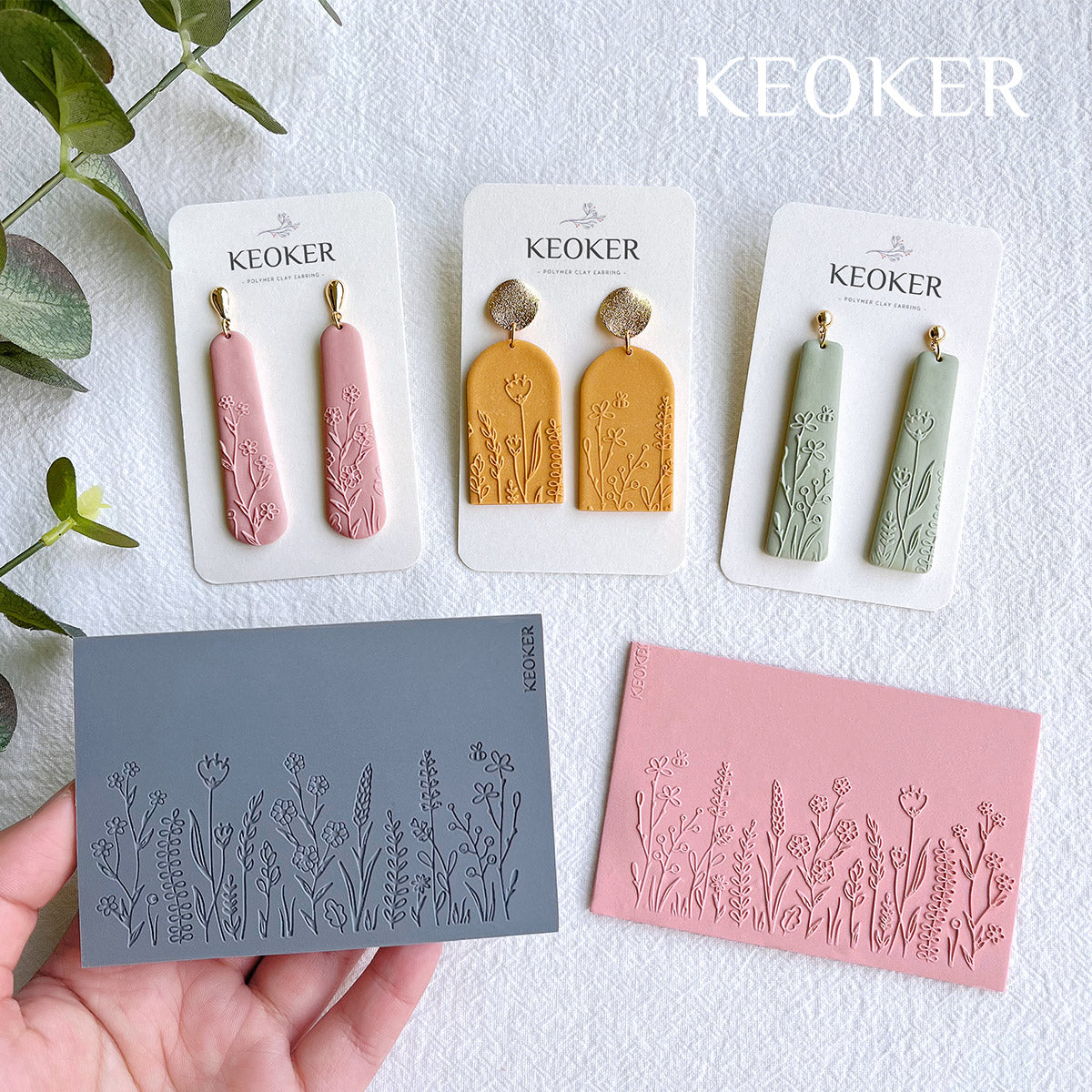 Keoker Polymer Clay Texture Sheets, Clay Texture Mat for Making Earrings  Jewerly, Polymer Clay Earrings Tools (No. 7-8)