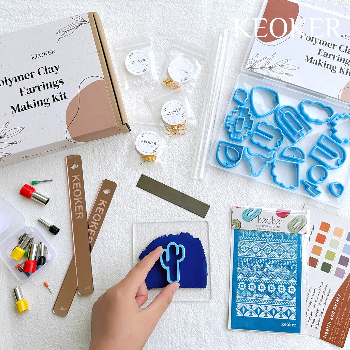 KEOKER 123 Polymer Clay Earrings Making Kit, Ultimate Clay Starter Kit  (Plus)