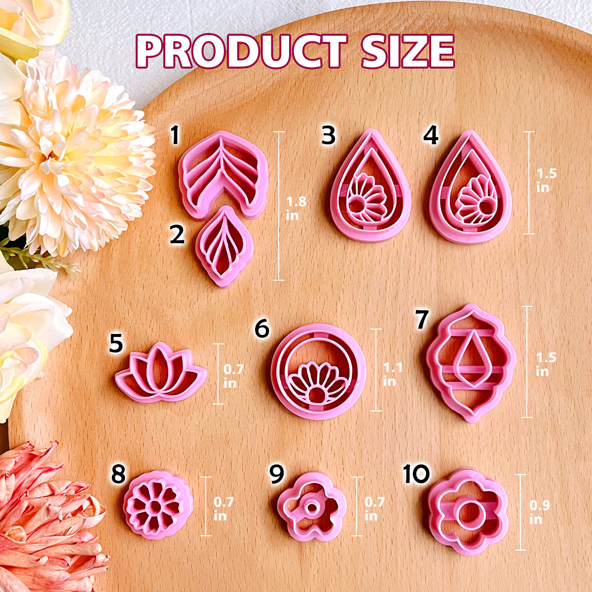 KEOKER Spring Floral Polymer Clay Cutters(10 Shapes)