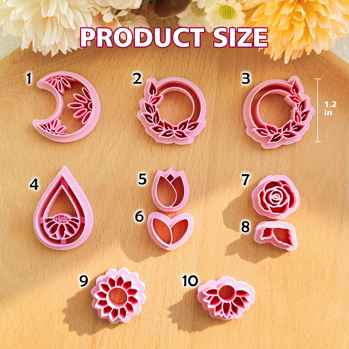 KEOKER Flower Polymer Clay Cutters (10 Shapes)