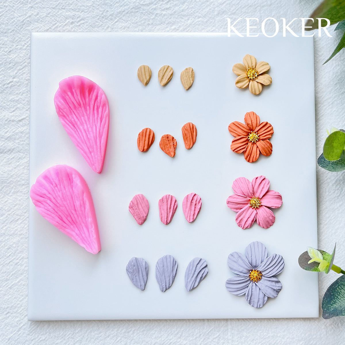 KEOKER Flower Petal Clay Cutters &Molds