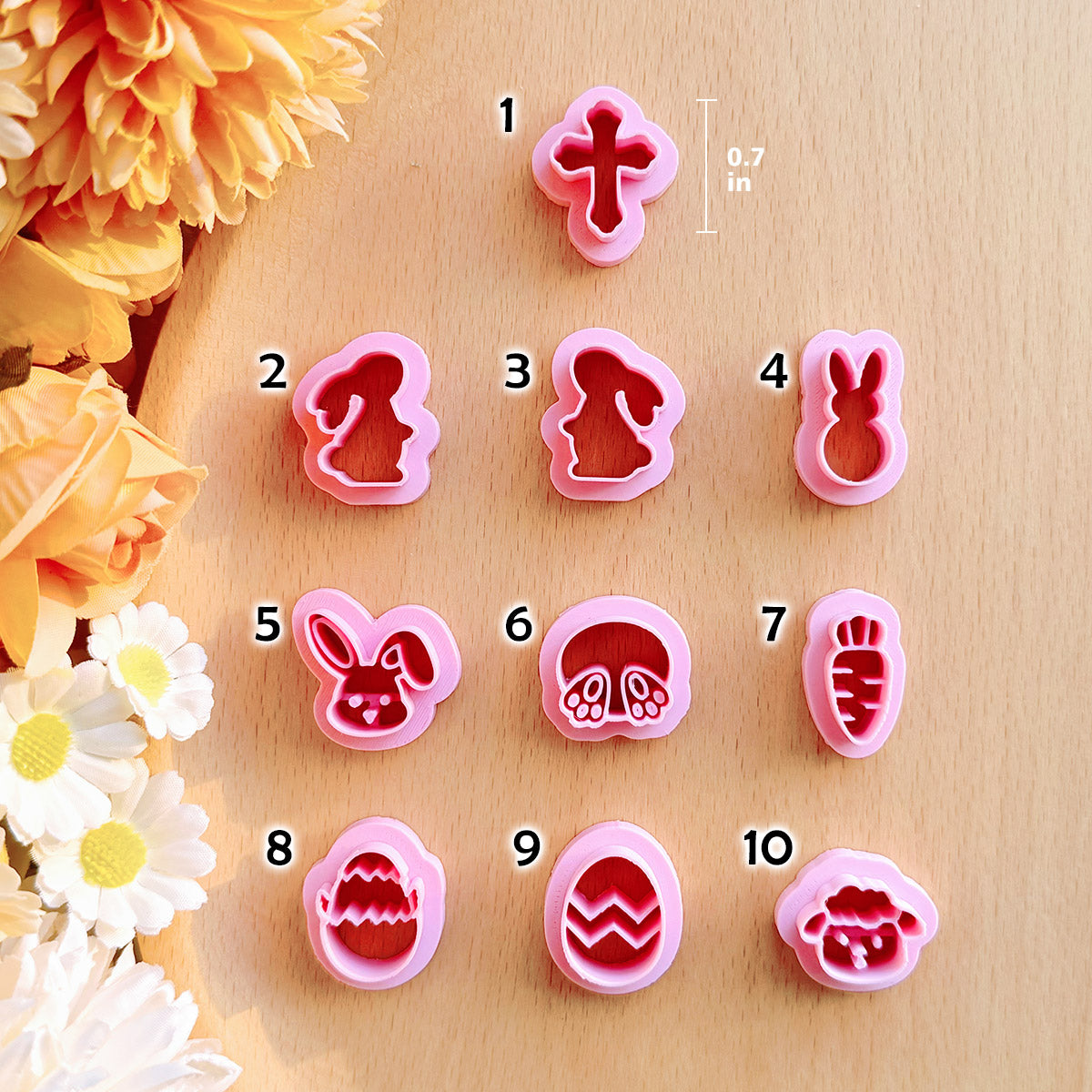 KEOKER Easter Polymer Clay Cutters (10 Shapes Studs)