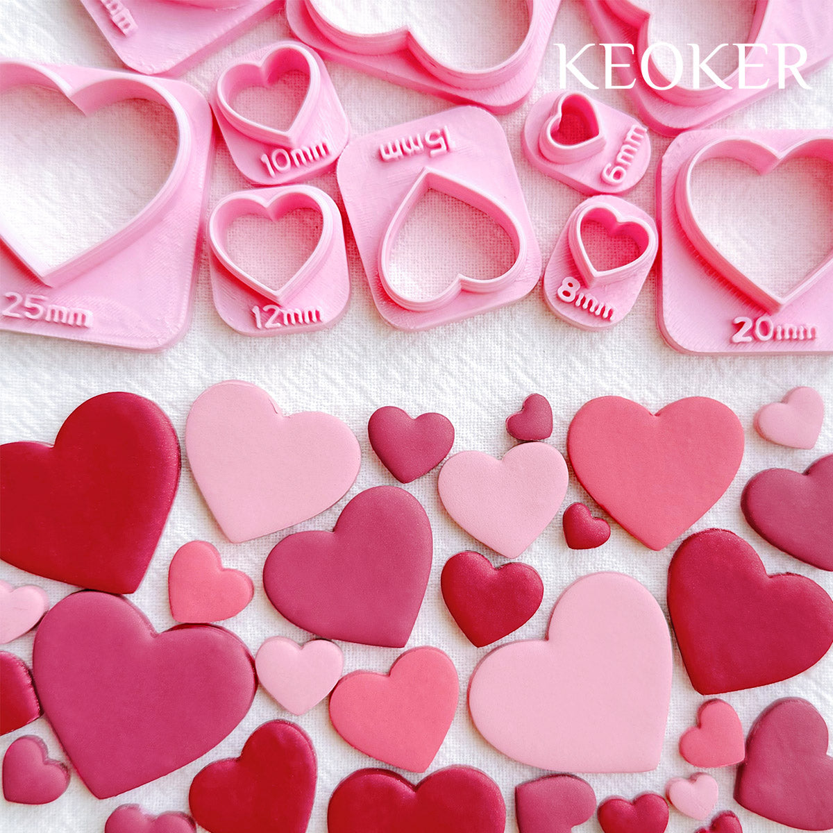 KEOKER Valentines Day Polymer Clay Cutters (10 Shapes)