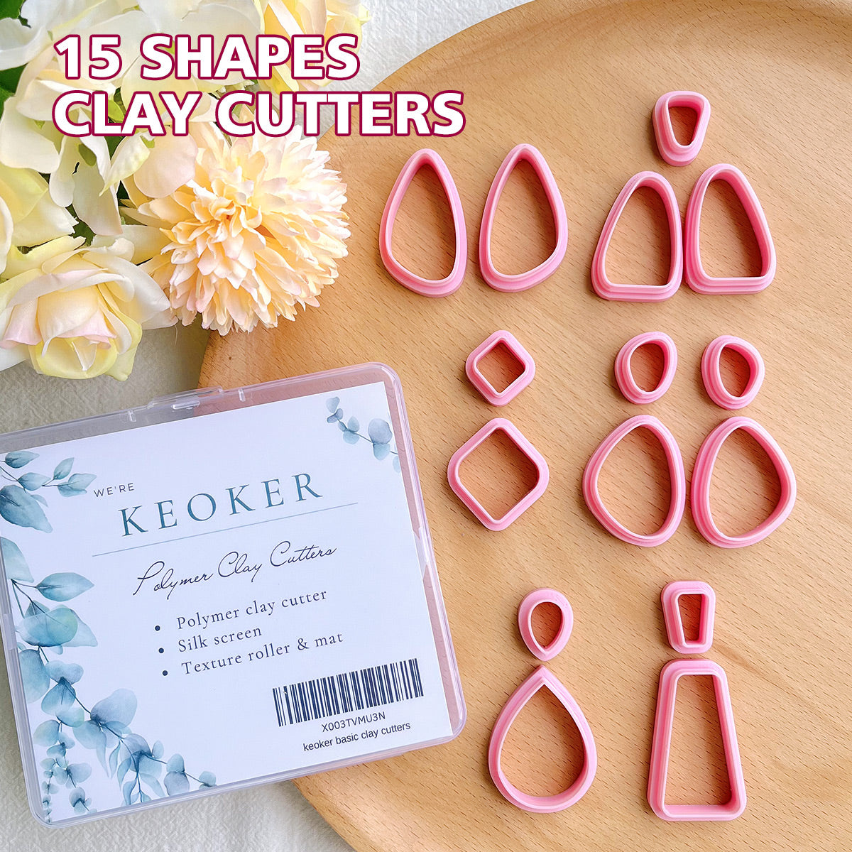 KEOKER Organic Shape Clay Cutters(15 PCS ALL)