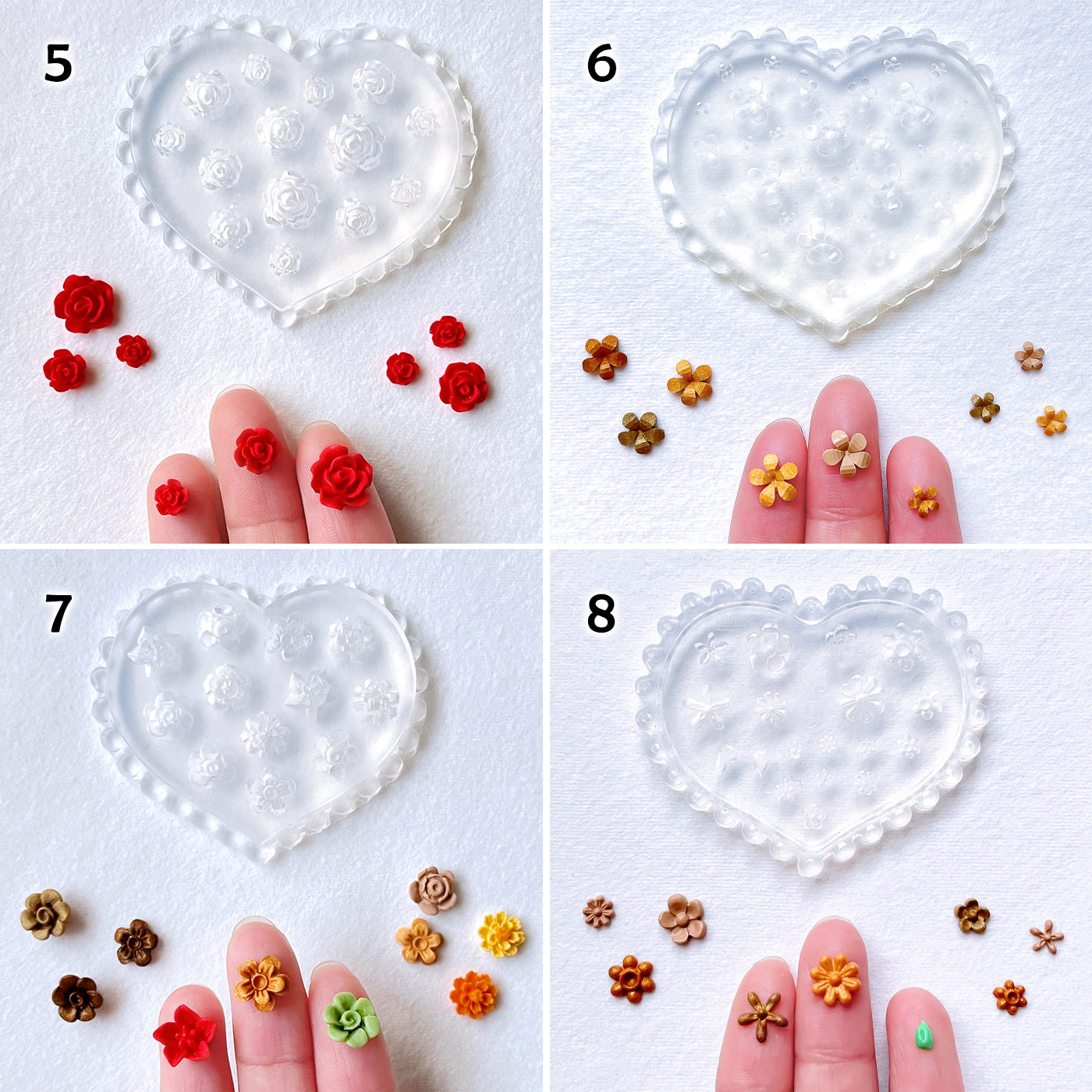 KEOKER Mini Flower Polymer Clay Molds(12 Pcs)