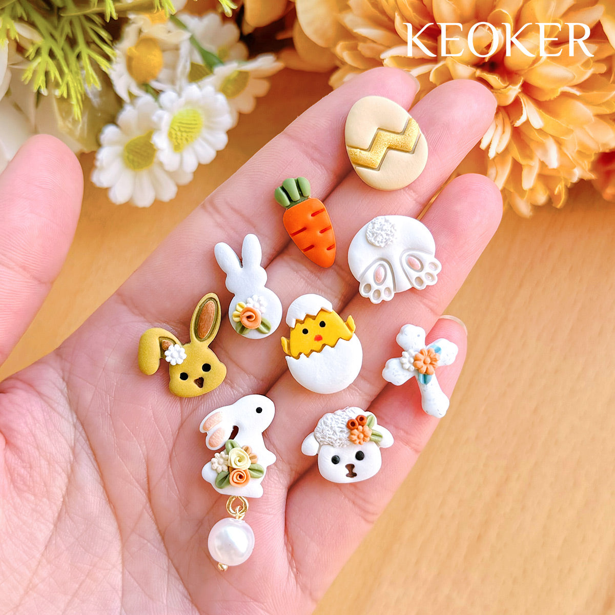 KEOKER Easter Polymer Clay Cutters (10 Shapes Studs)