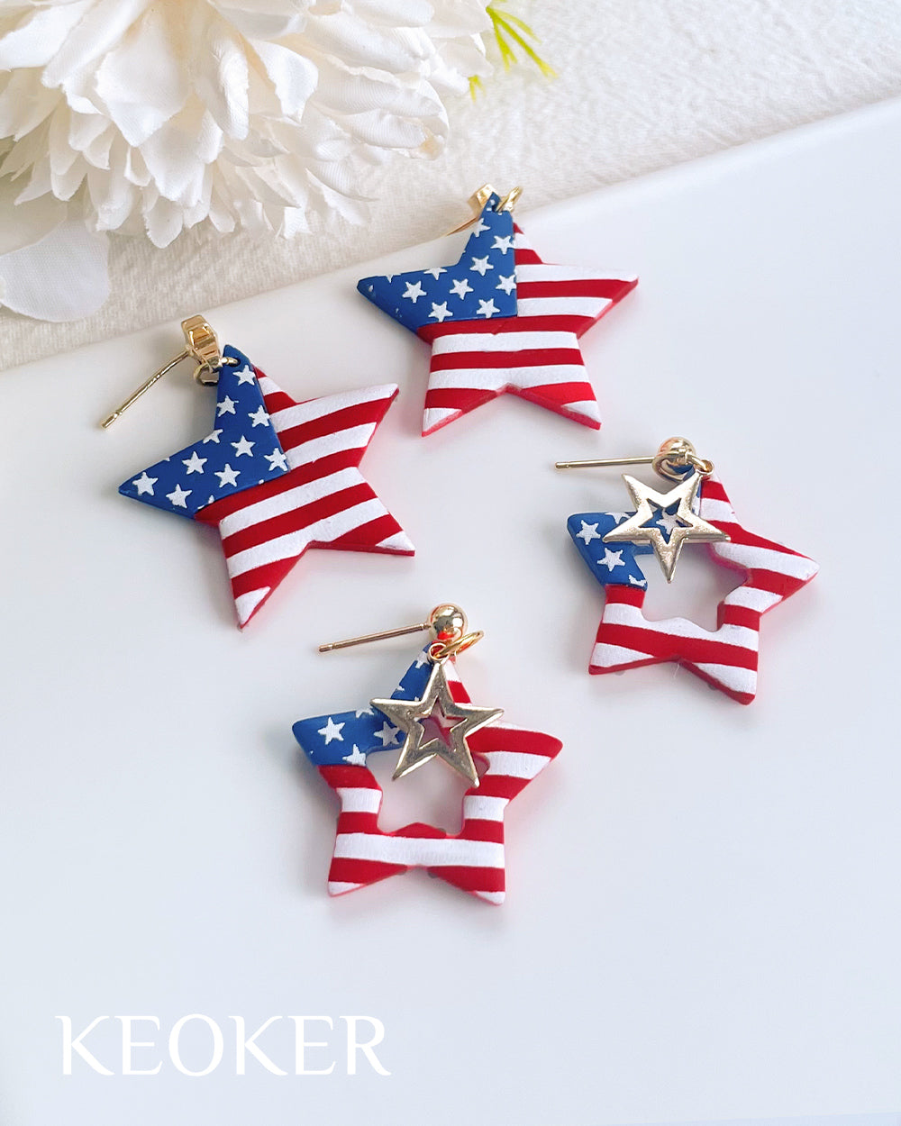 KEOKER Stars Silk Screen for Polymer Clay (American Flag)