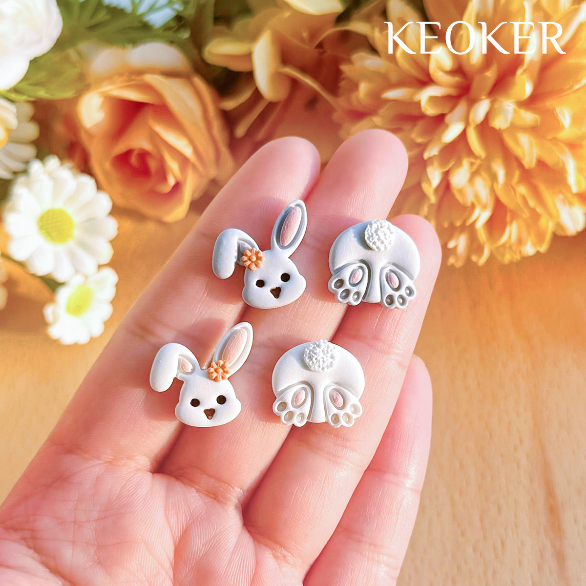 KEOKER Easter Polymer Clay Cutters (10 Shapes Studs)