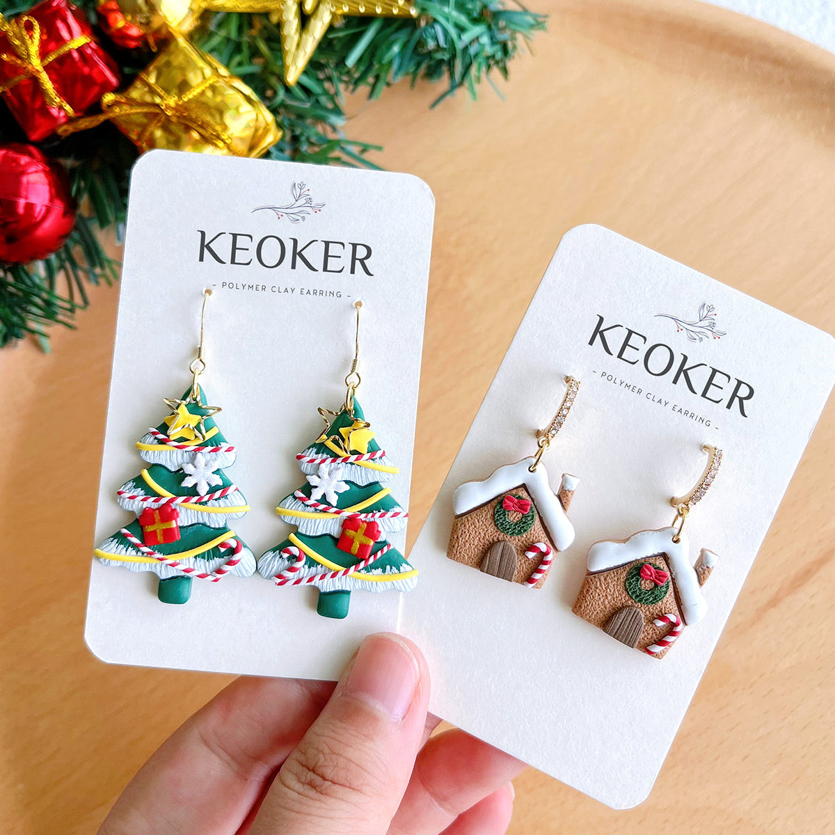 Christmas polymer deals clay earrings