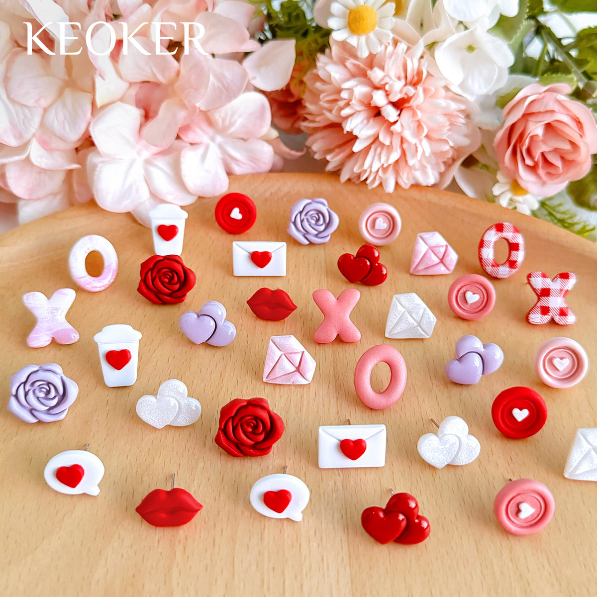 KEOKER Valentines Day Polymer Clay Cutters (10 Shapes Studs)