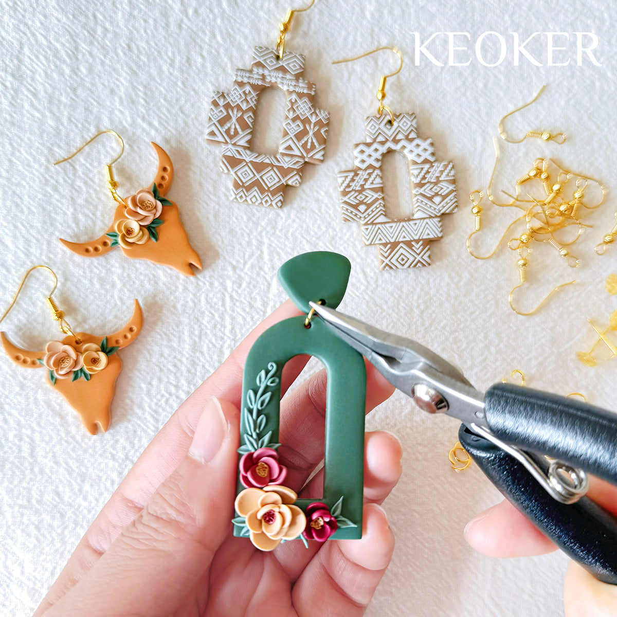 Keoker Polymer Clay Jewelry Making Kit, 103 PCS Clay Earring Making Kit for  Teens and Adults, Fashion Designer Kits for Girls, Polymer Clay Earrings