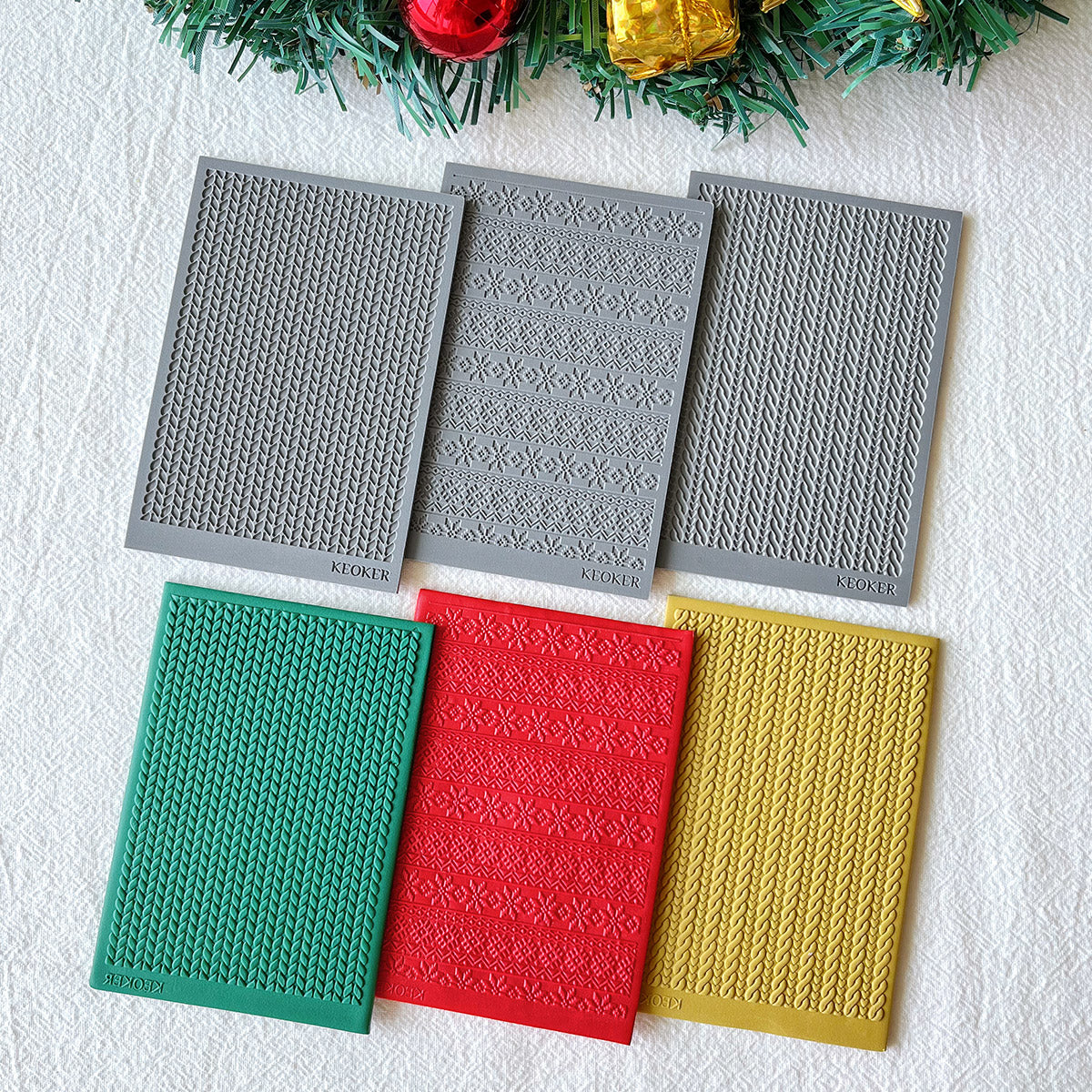 KEOKER Christmas Polymer Clay Texture Sheets