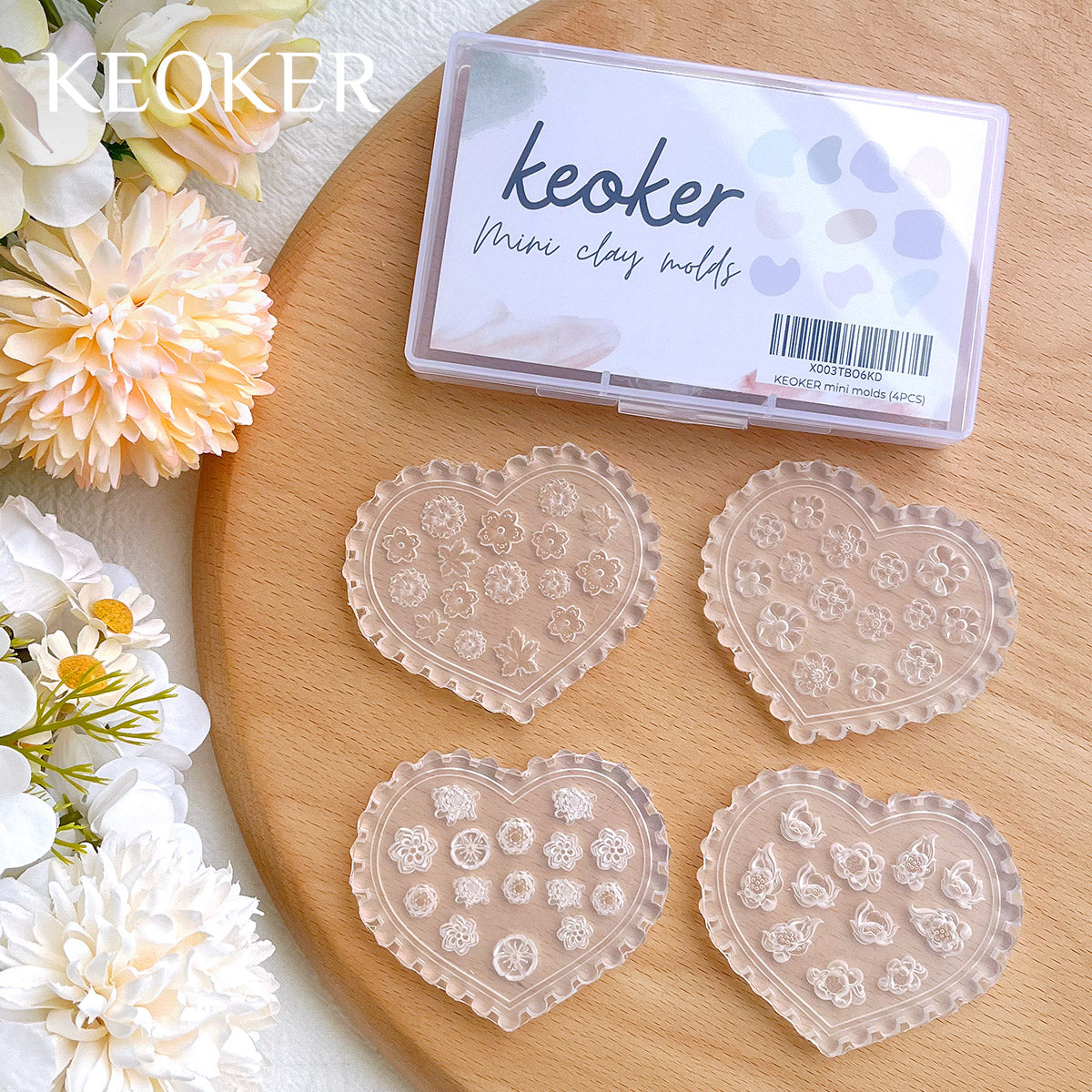 KEOKER Flower Polymer Clay Molds(4PCS)