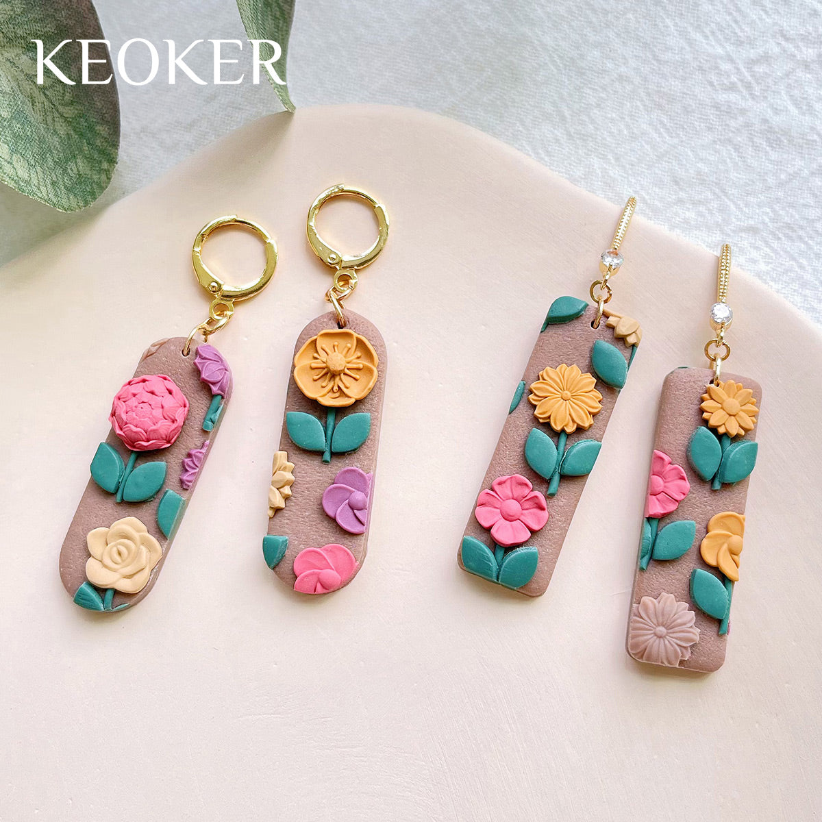 KEOKER Flower Polymer Clay Molds(4PCS)