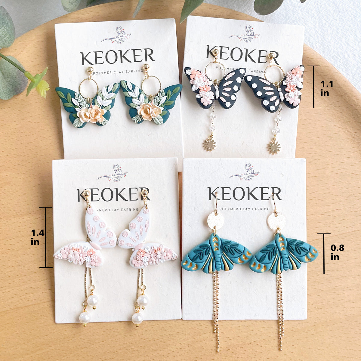 Pendientes de arcilla polimérica con forma de mariposa de KEOKER