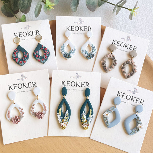 Pendientes de arcilla polimérica con diseño floral de KEOKER