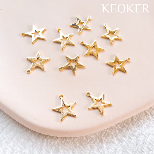 Dije de estrella de 12 mm relleno de oro de 14 quilates de KEOKER con lazo (10 piezas)