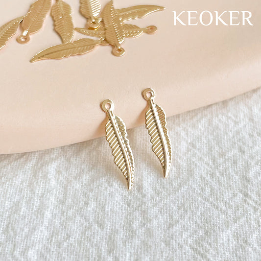 KEOKER 14K Gold Filled Feather Pendant (10 PCS)