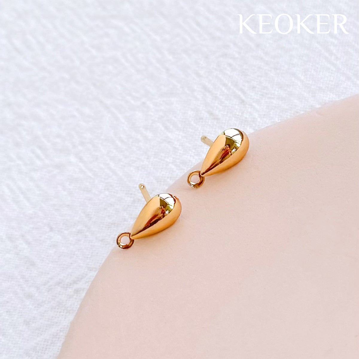 KEOKER 14K Gold Filled Water Drop Stud Earrings With Loop (10 PCS)