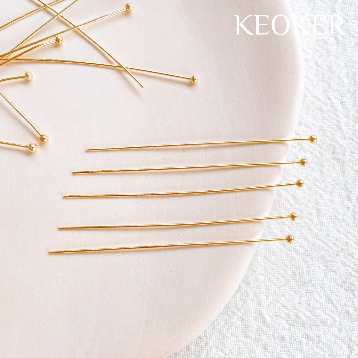 KEOKER 14K Gold/Rhodium Filled Ball Head Pins (50pcs)