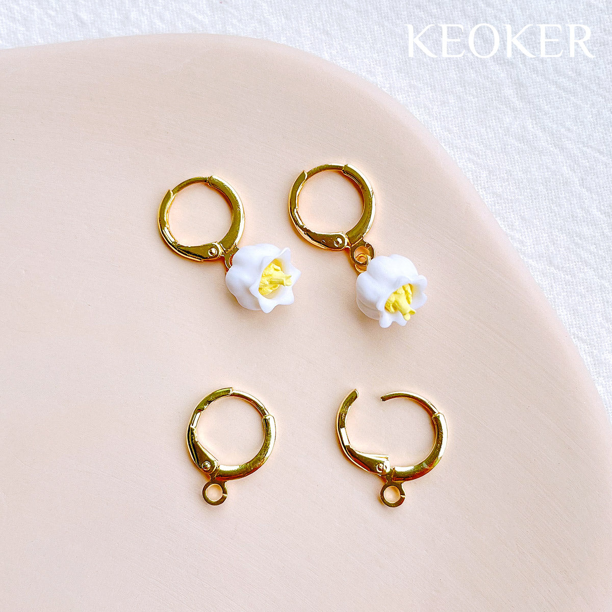 Pendientes de aro redondos rellenos de oro de 14 k de KEOKER (10 piezas)