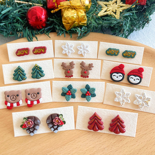 KEOKER Christmas Polymer Clay Stud Earrings