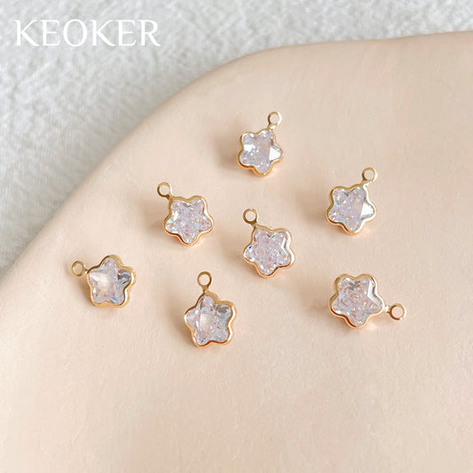 KEOKER 14K Gold Filled Zircon Flower Pendant (10PCS)